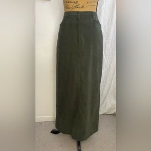 TABI Vegan Suede Pencil Maxi Skirt Vintage Deep Forest Green Size 10